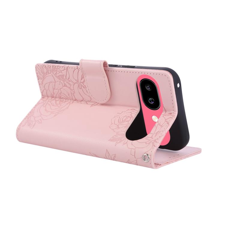 For Google Pixel 9 Pro XL Rose Flower Embossed 3-Card Slots Leather Phone Case