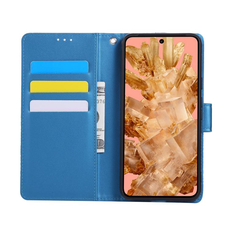 For Google Pixel 8a Rose Flower Embossed 3-Card Slots Leather Phone Case