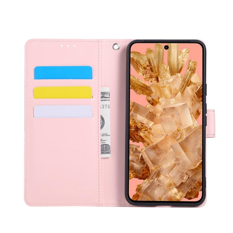 For Google Pixel 8a Rose Flower Embossed 3-Card Slots Leather Phone Case