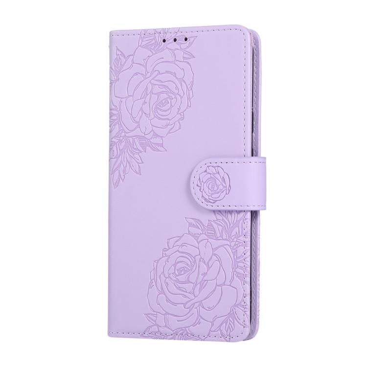 For Google Pixel 8a Rose Flower Embossed 3-Card Slots Leather Phone Case