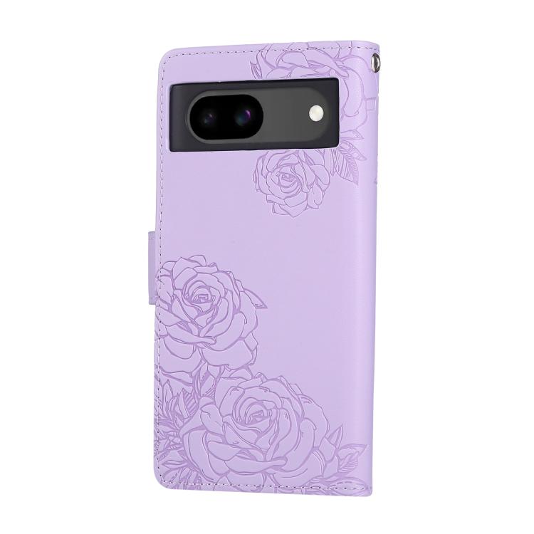 For Google Pixel 8a Rose Flower Embossed 3-Card Slots Leather Phone Case