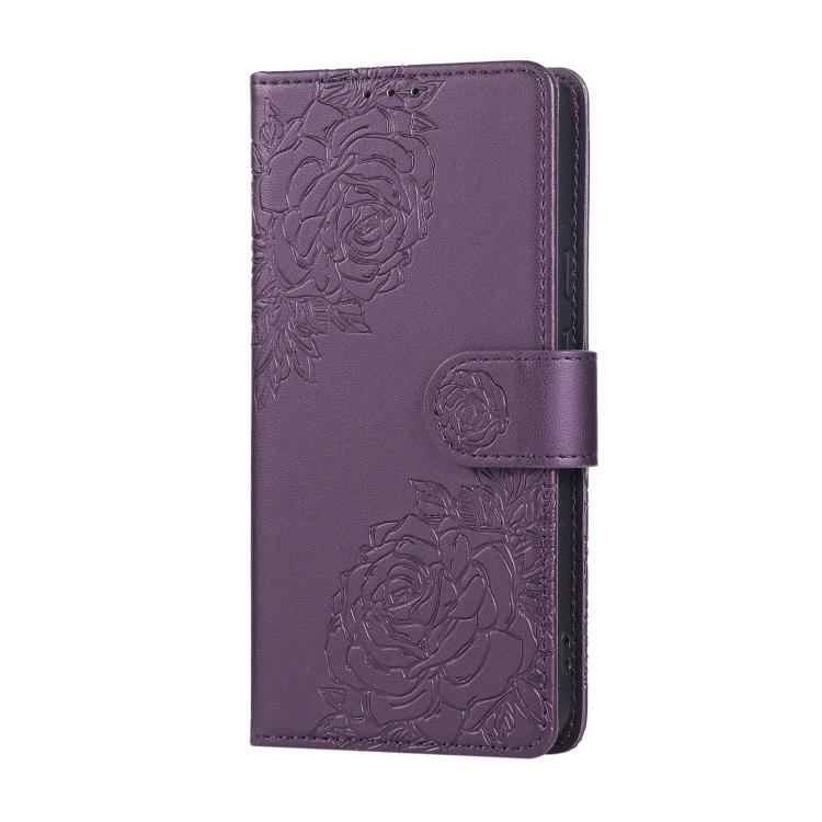 For Google Pixel 8a Rose Flower Embossed 3-Card Slots Leather Phone Case