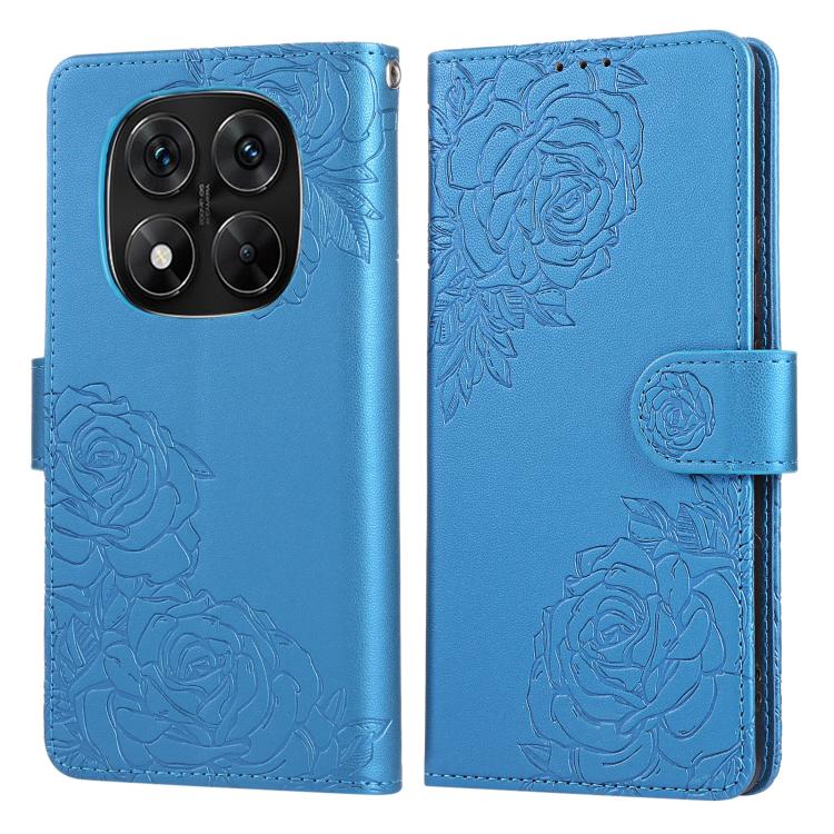 For Redmi Note 14 Pro 4G Rose Flower Embossed 3-Card Slots Leather Phone Case