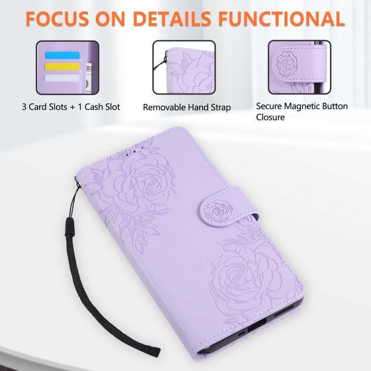 For Redmi Note 14 Pro 4G Rose Flower Embossed 3-Card Slots Leather Phone Case