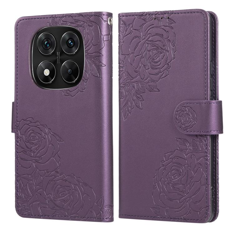 For Redmi Note 14 Pro 4G Rose Flower Embossed 3-Card Slots Leather Phone Case
