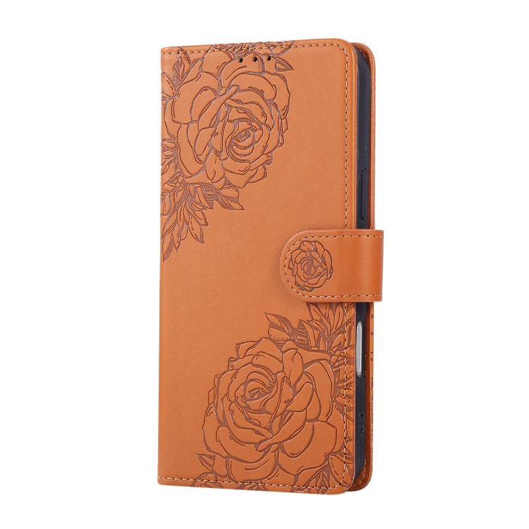 For Redmi Note 14 5G Global Rose Flower Embossed 3-Card Slots Leather Phone Case