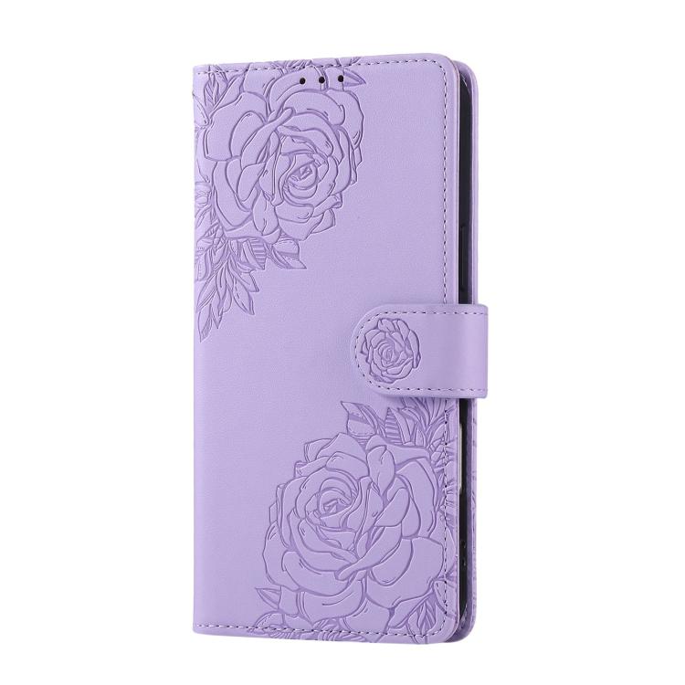 For Redmi Note 14 5G Global Rose Flower Embossed 3-Card Slots Leather Phone Case