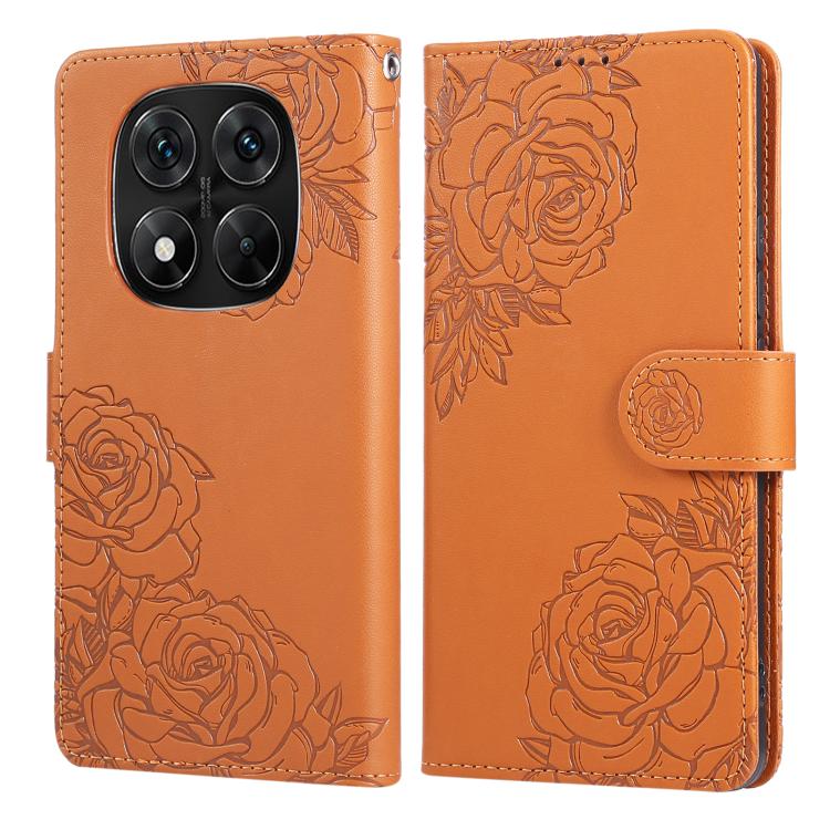 For Redmi Note 14 Pro 5G Global Rose Flower Embossed 3-Card Slots Leather Phone Case