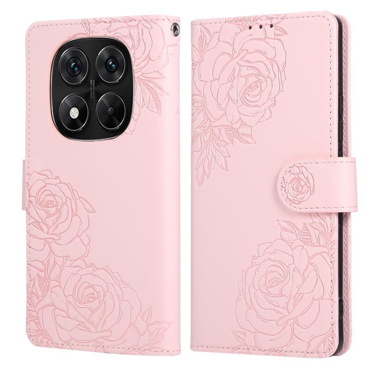 For Redmi Note 14 Pro 5G Global Rose Flower Embossed 3-Card Slots Leather Phone Case