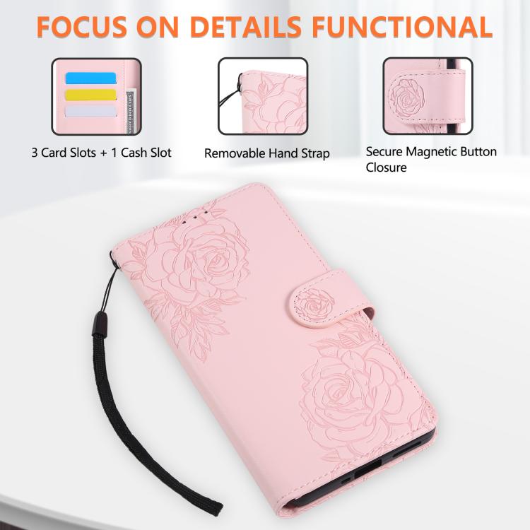 For Redmi Note 14 Pro 5G Global Rose Flower Embossed 3-Card Slots Leather Phone Case