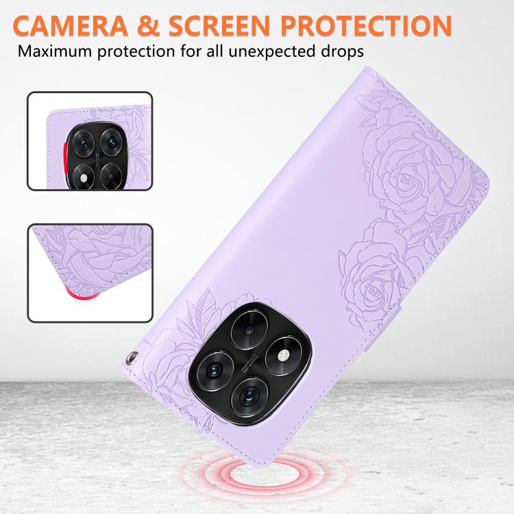 For Redmi Note 14 Pro 5G Global Rose Flower Embossed 3-Card Slots Leather Phone Case