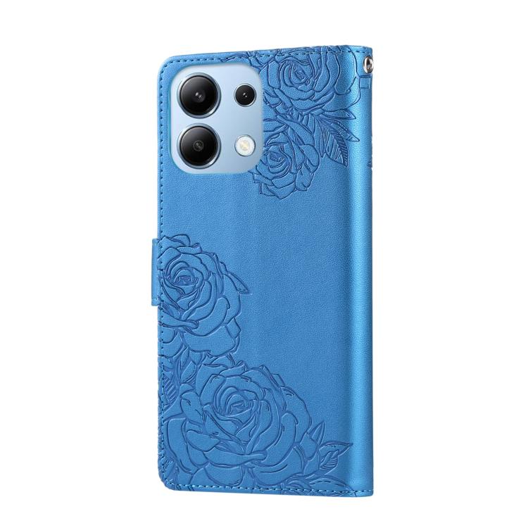 For Redmi Note 13 Pro 4G Rose Flower Embossed 3-Card Slots Leather Phone Case