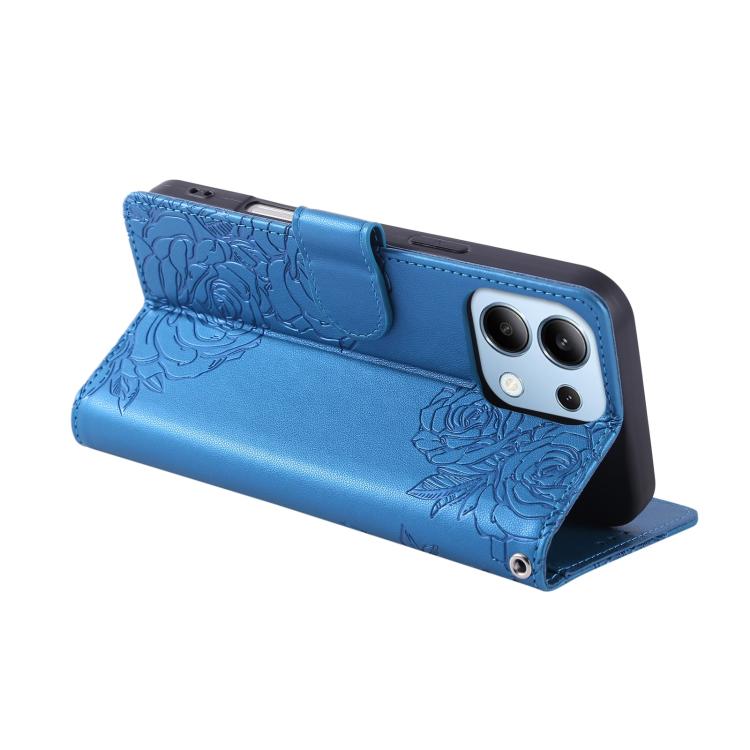For Redmi Note 13 Pro 4G Rose Flower Embossed 3-Card Slots Leather Phone Case