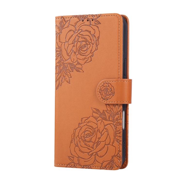 For Redmi Note 13 5G Rose Flower Embossed 3-Card Slots Leather Phone Case