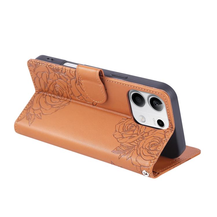 For Redmi Note 13 5G Rose Flower Embossed 3-Card Slots Leather Phone Case