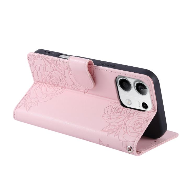 For Redmi Note 13 5G Rose Flower Embossed 3-Card Slots Leather Phone Case