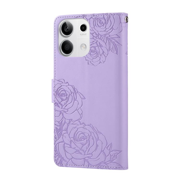For Redmi Note 13 5G Rose Flower Embossed 3-Card Slots Leather Phone Case