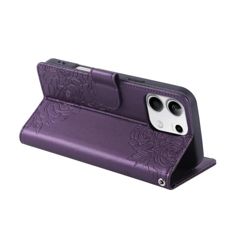 For Redmi Note 13 5G Rose Flower Embossed 3-Card Slots Leather Phone Case