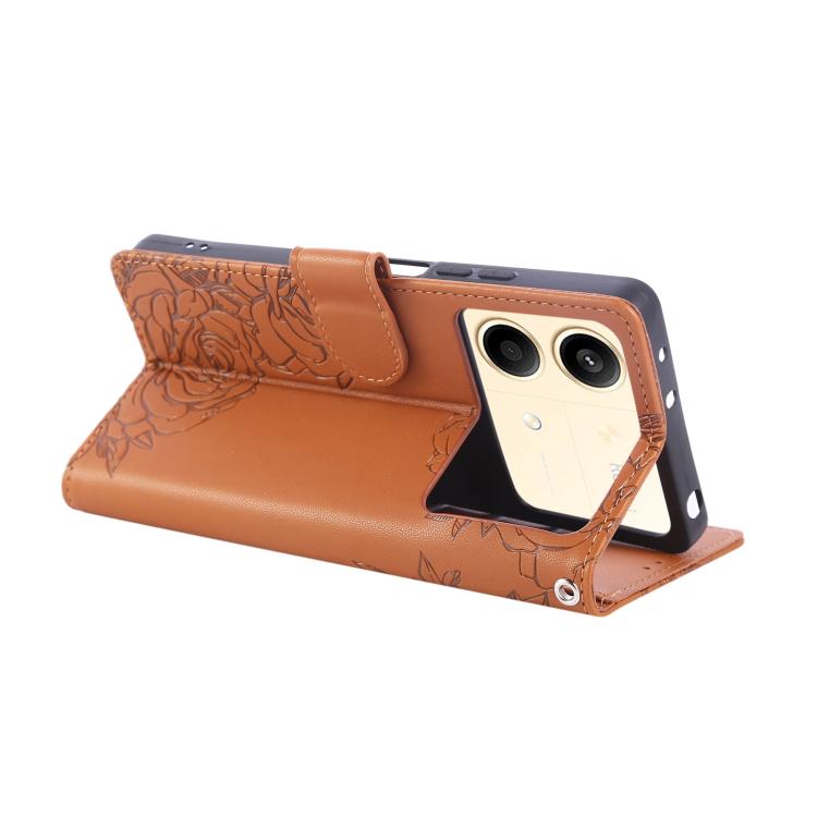 For Redmi Note 13R Pro Rose Flower Embossed 3-Card Slots Leather Phone Case