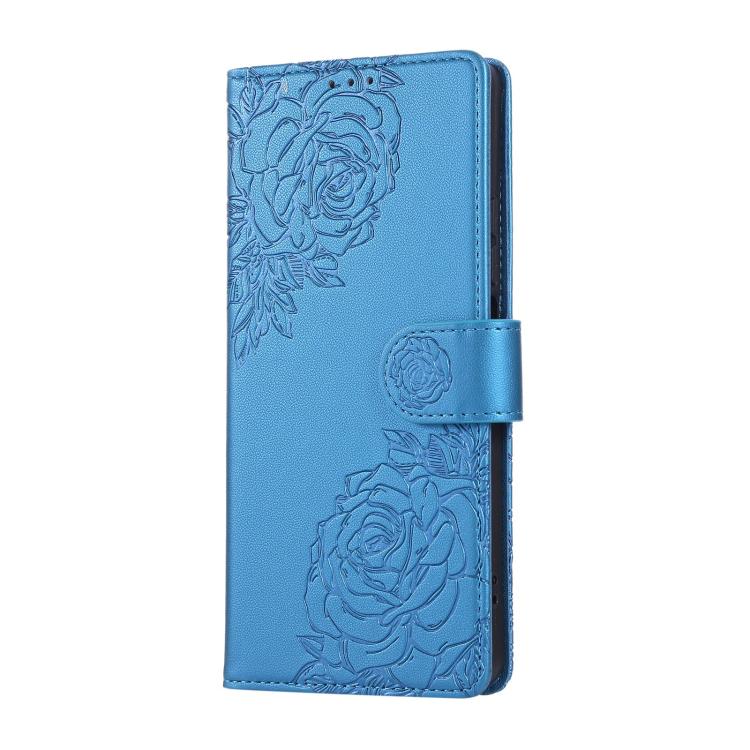 For Redmi Note 13R Pro Rose Flower Embossed 3-Card Slots Leather Phone Case