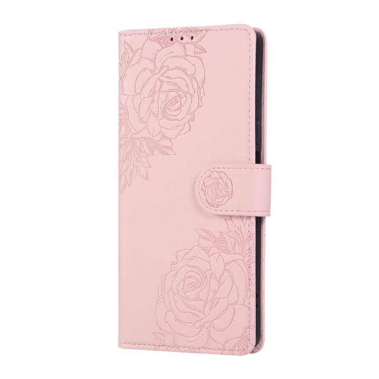 For Redmi Note 13R Pro Rose Flower Embossed 3-Card Slots Leather Phone Case