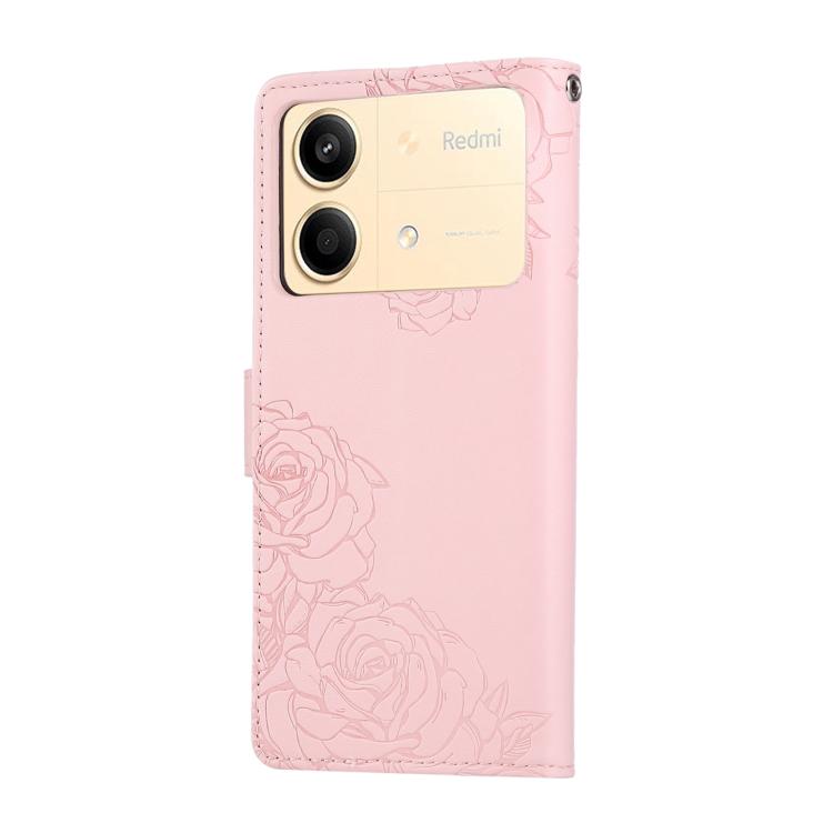 For Redmi Note 13R Pro Rose Flower Embossed 3-Card Slots Leather Phone Case