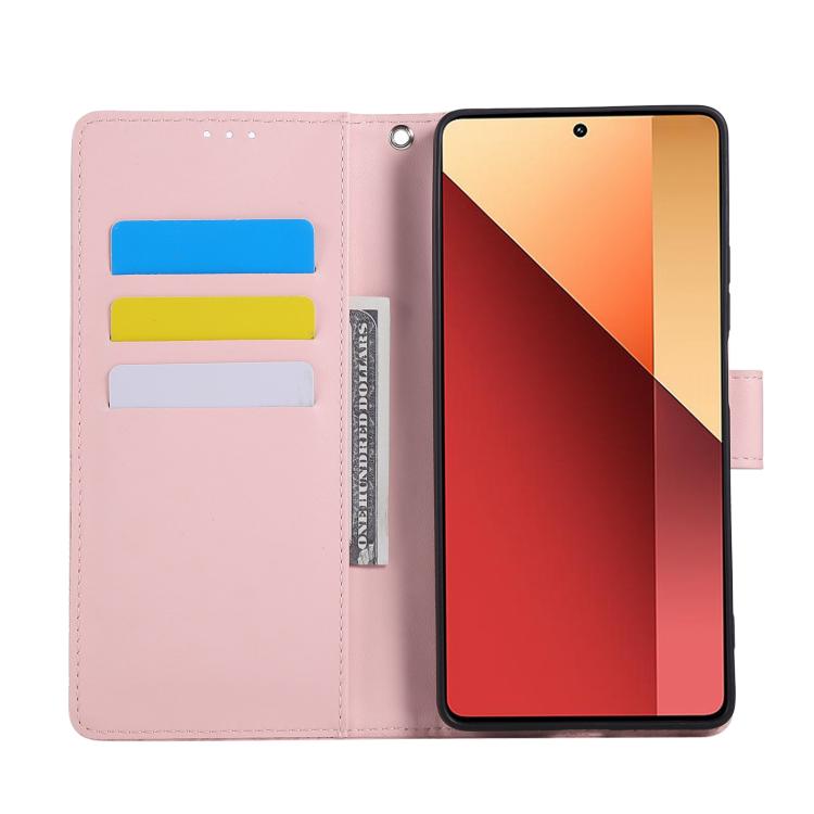 For Redmi Note 13R Pro Rose Flower Embossed 3-Card Slots Leather Phone Case