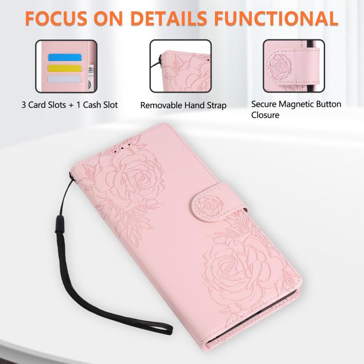 For Redmi Note 13R Pro Rose Flower Embossed 3-Card Slots Leather Phone Case