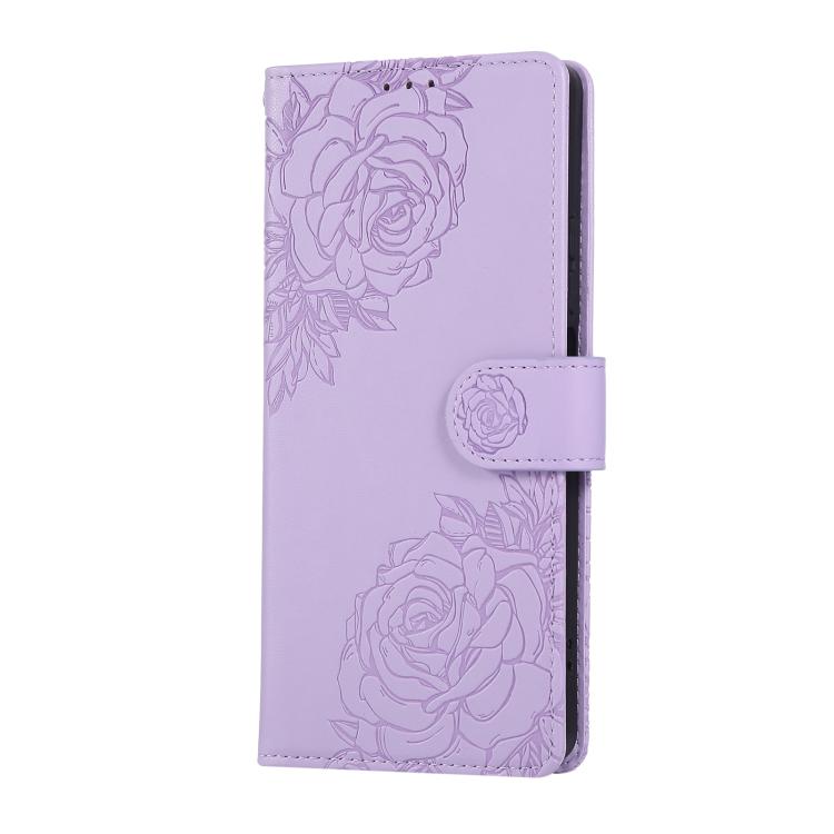 For Redmi Note 13R Pro Rose Flower Embossed 3-Card Slots Leather Phone Case