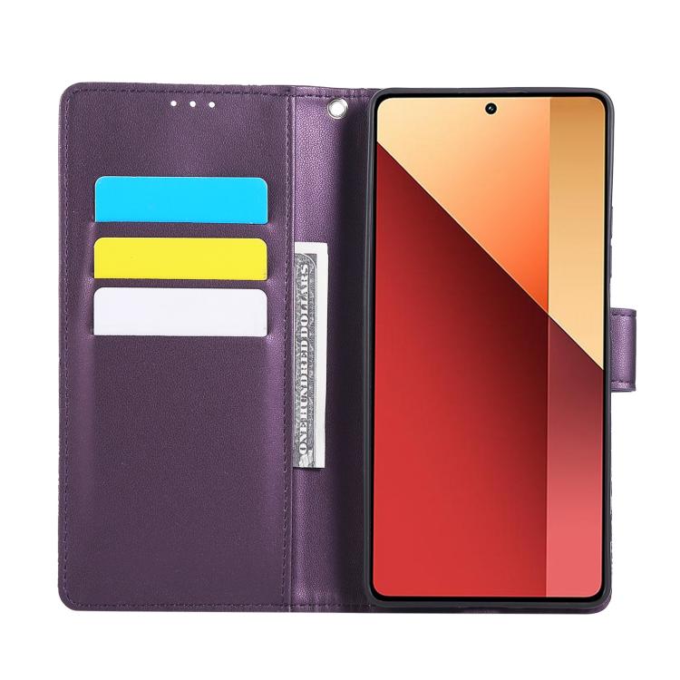 For Redmi Note 13R Pro Rose Flower Embossed 3-Card Slots Leather Phone Case