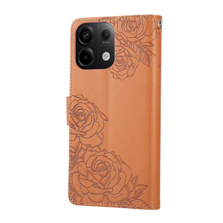 For Redmi Note 13 Pro 5G Rose Flower Embossed 3-Card Slots Leather Phone Case