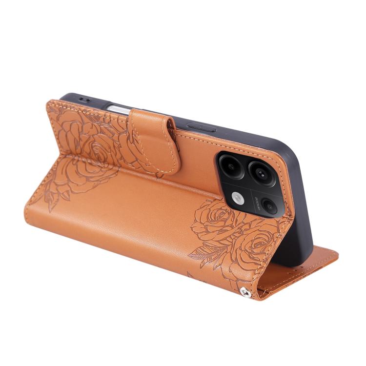 For Redmi Note 13 Pro 5G Rose Flower Embossed 3-Card Slots Leather Phone Case
