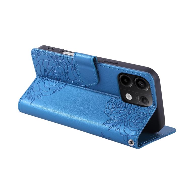For Redmi Note 13 Pro 5G Rose Flower Embossed 3-Card Slots Leather Phone Case