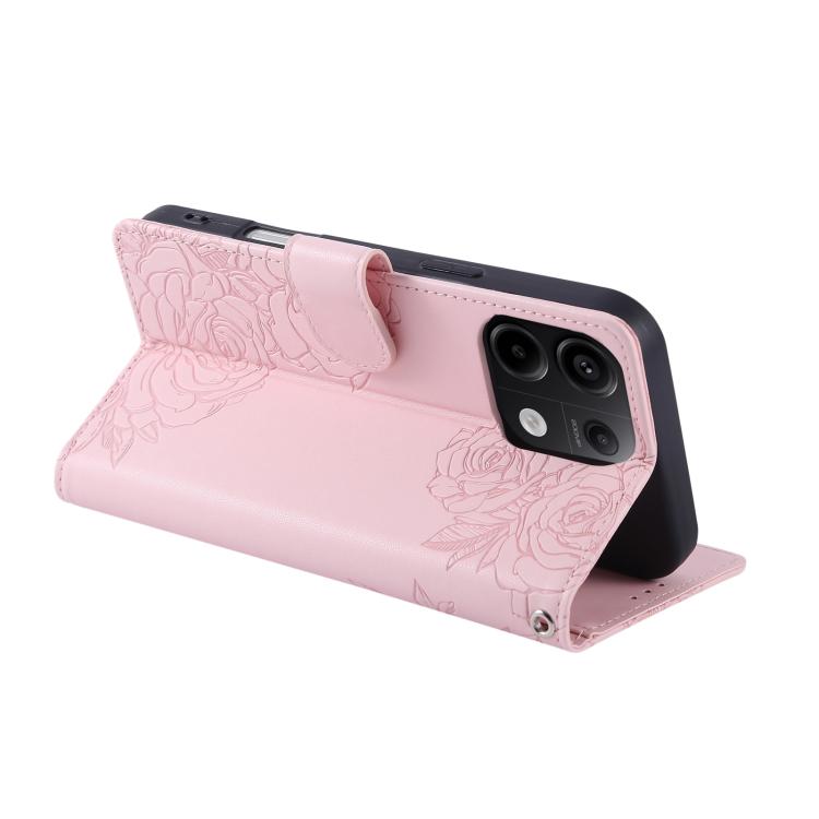 For Redmi Note 13 Pro 5G Rose Flower Embossed 3-Card Slots Leather Phone Case