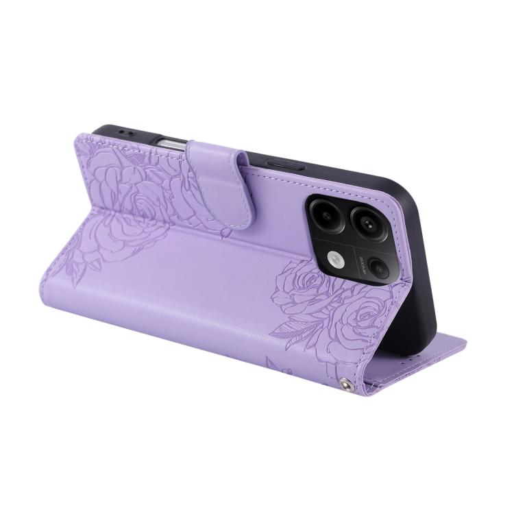 For Redmi Note 13 Pro 5G Rose Flower Embossed 3-Card Slots Leather Phone Case
