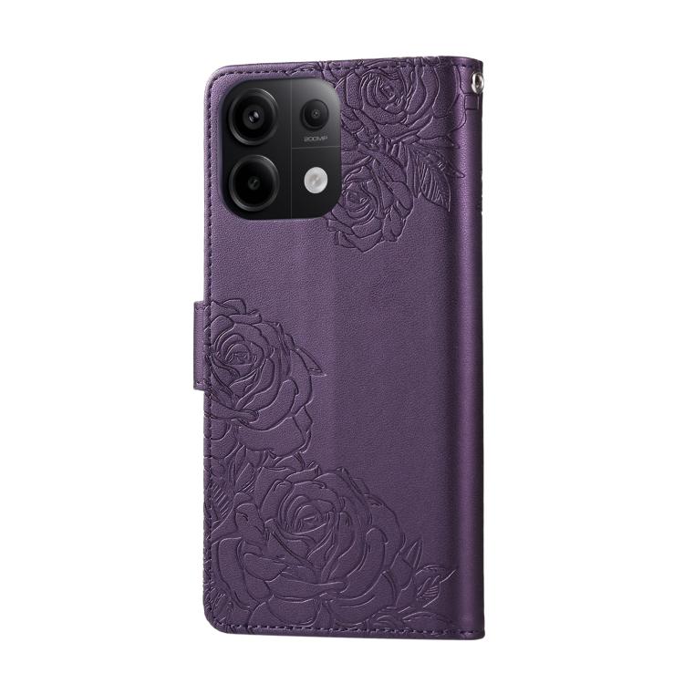 For Redmi Note 13 Pro 5G Rose Flower Embossed 3-Card Slots Leather Phone Case