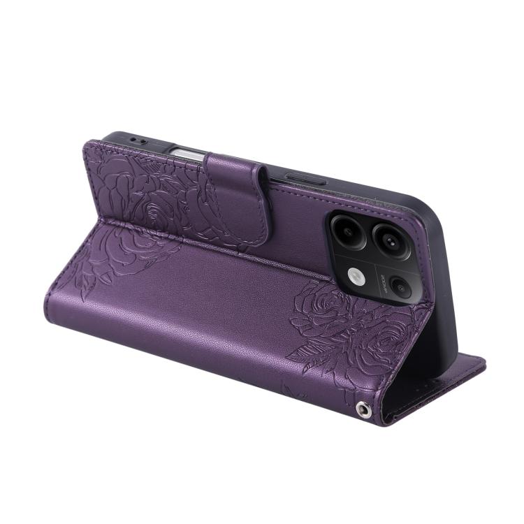 For Redmi Note 13 Pro 5G Rose Flower Embossed 3-Card Slots Leather Phone Case