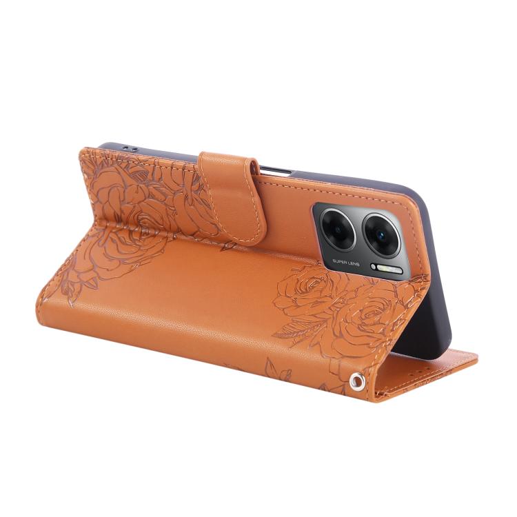 For Redmi 10 5G Rose Flower Embossed 3-Card Slots Leather Phone Case