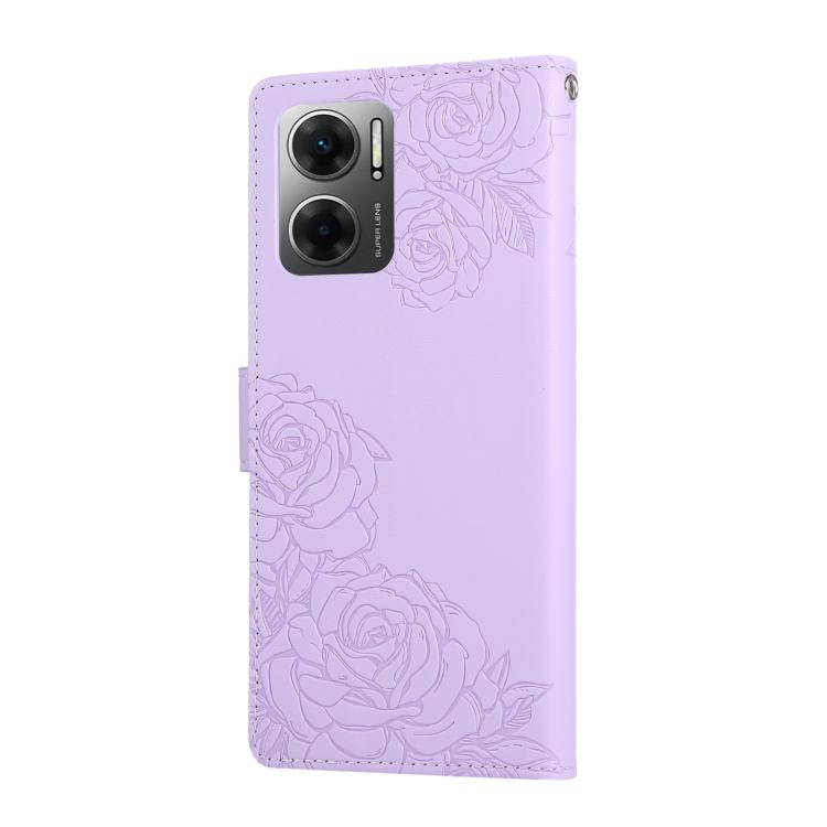 For Redmi 10 5G Rose Flower Embossed 3-Card Slots Leather Phone Case