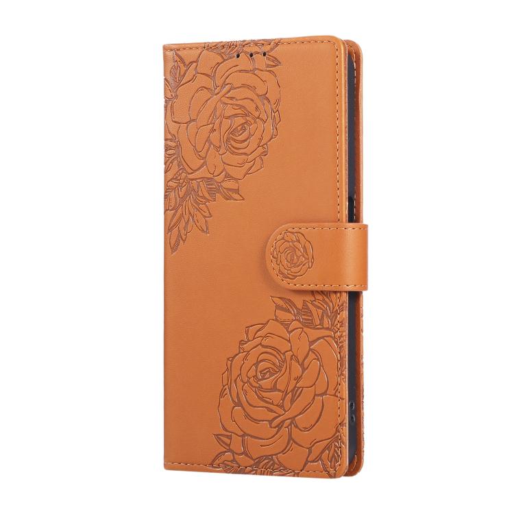 For Redmi 10 4G Rose Flower Embossed 3-Card Slots Leather Phone Case