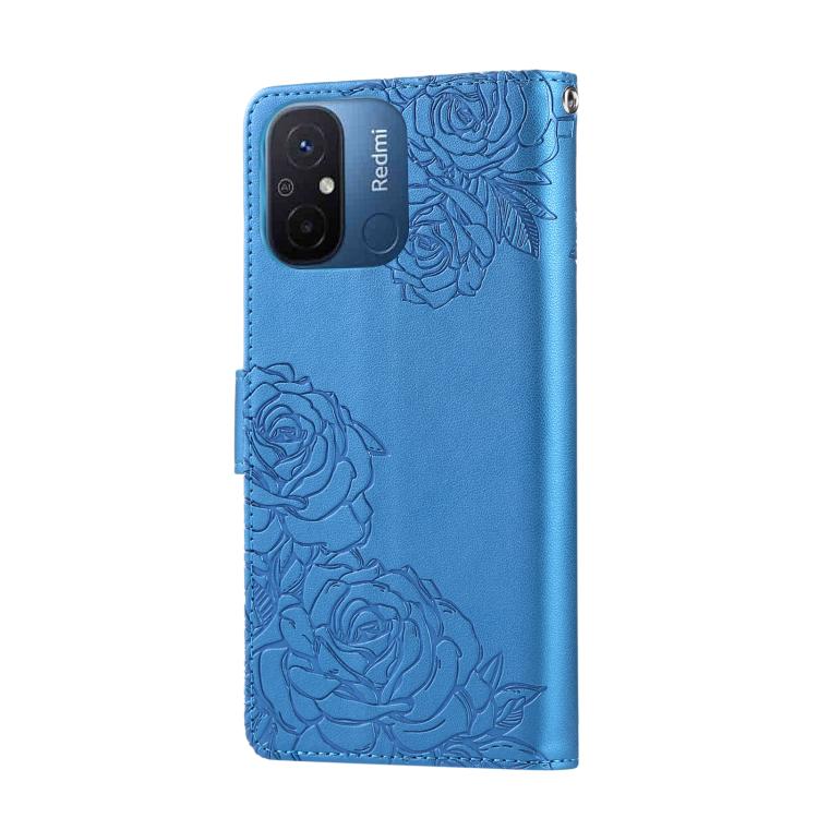 For Redmi 11A 4G Global Rose Flower Embossed 3-Card Slots Leather Phone Case