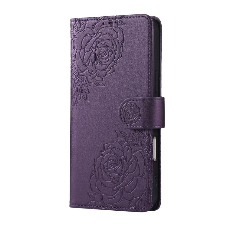 For Redmi 11A 4G Global Rose Flower Embossed 3-Card Slots Leather Phone Case