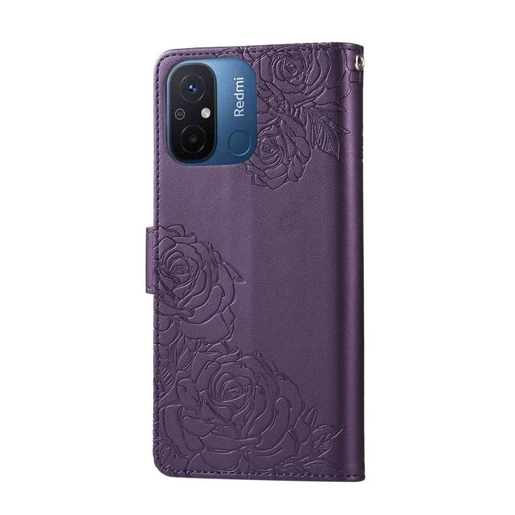 For Redmi 11A 4G Global Rose Flower Embossed 3-Card Slots Leather Phone Case