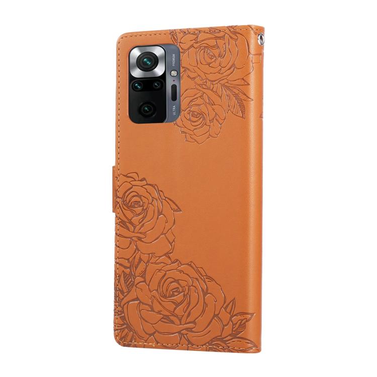 For Redmi Note 10 Pro / 10 Pro Max Rose Flower Embossed 3-Card Slots Leather Phone Case