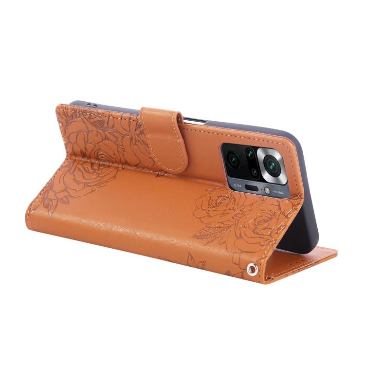 For Redmi Note 10 Pro / 10 Pro Max Rose Flower Embossed 3-Card Slots Leather Phone Case