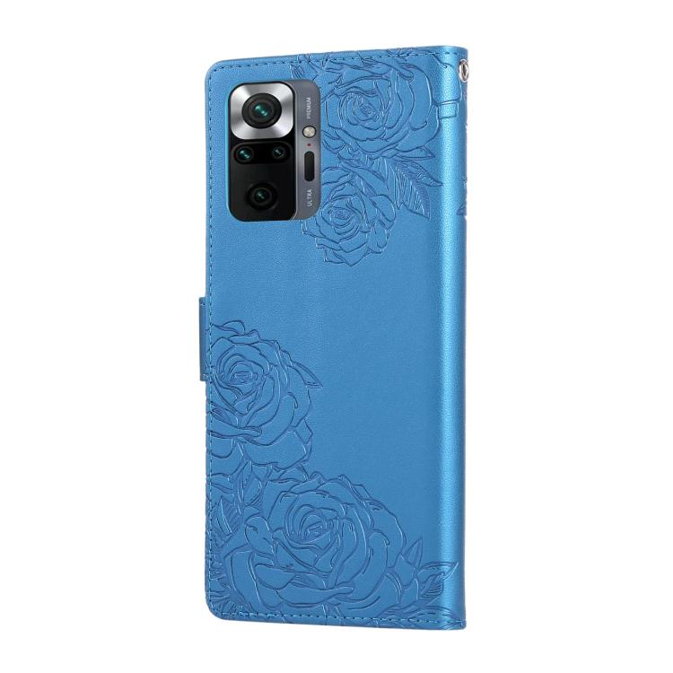 For Redmi Note 10 Pro / 10 Pro Max Rose Flower Embossed 3-Card Slots Leather Phone Case