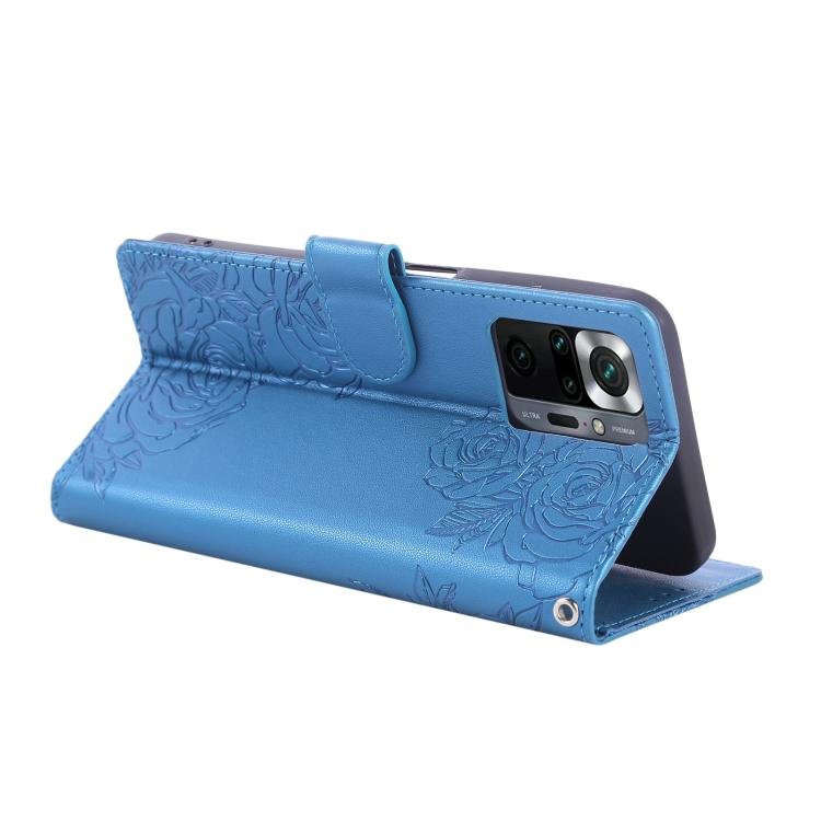 For Redmi Note 10 Pro / 10 Pro Max Rose Flower Embossed 3-Card Slots Leather Phone Case