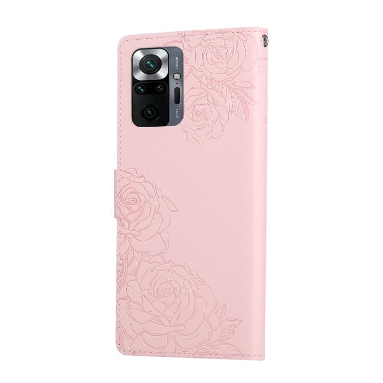 For Redmi Note 10 Pro / 10 Pro Max Rose Flower Embossed 3-Card Slots Leather Phone Case