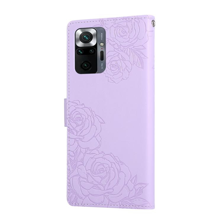 For Redmi Note 10 Pro / 10 Pro Max Rose Flower Embossed 3-Card Slots Leather Phone Case