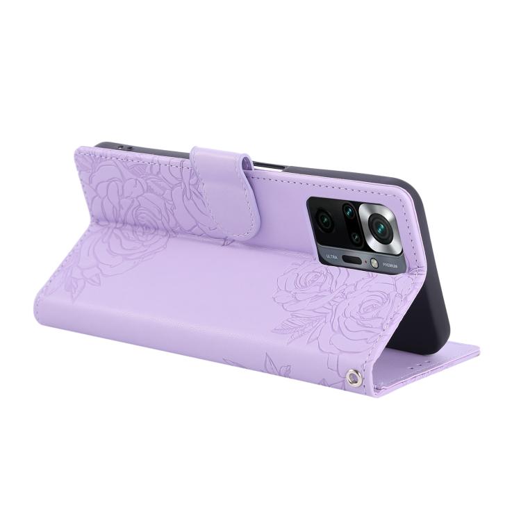 For Redmi Note 10 Pro / 10 Pro Max Rose Flower Embossed 3-Card Slots Leather Phone Case